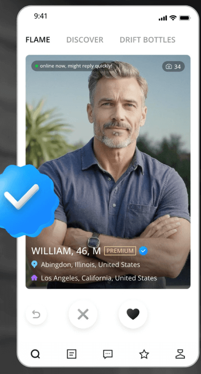 Profile verification screen for building dating trust